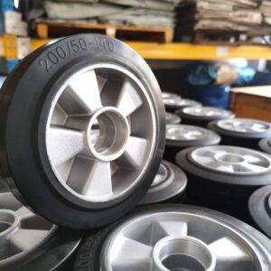 rubber wheels on aluminum core