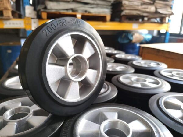 rubber wheels on aluminum core