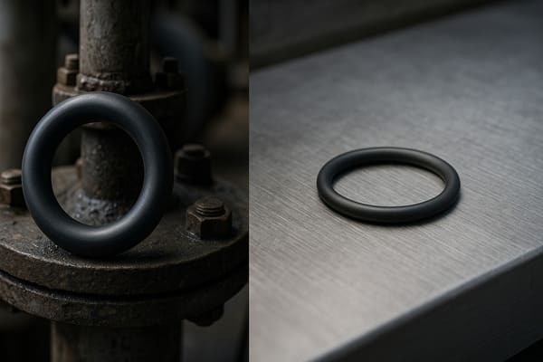A comparison of two O-rings—one thick and one thin—placed side by side